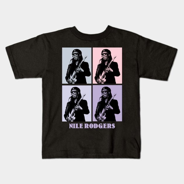 Nile Rodgers Guitar Player Pop Art Kids T-Shirt by KERIKIL